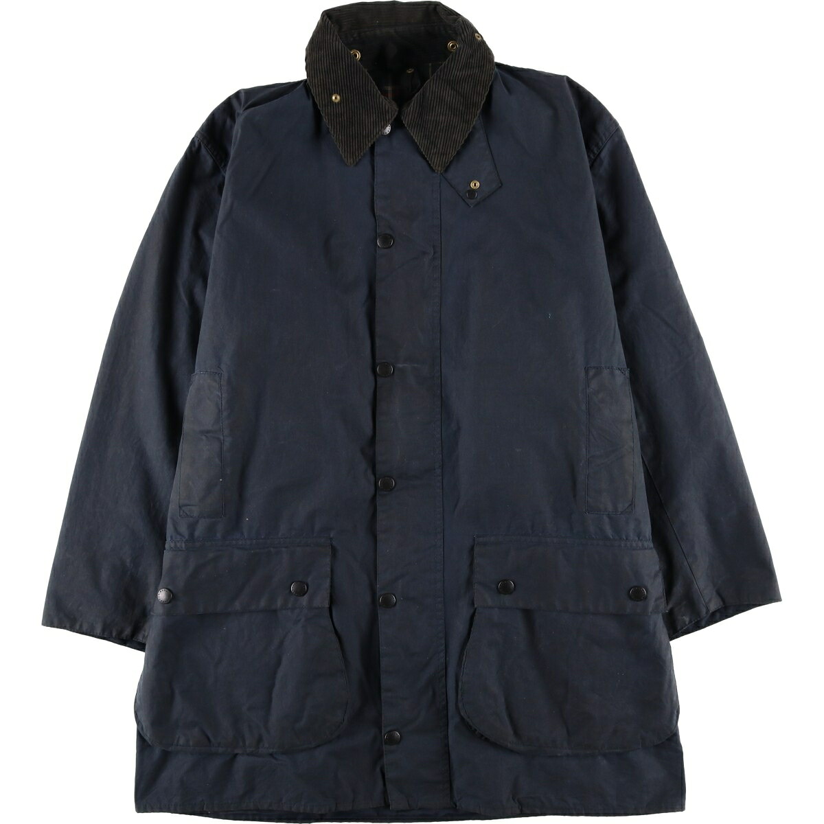 古着 90'S バブアー Barbour BORDER ボーダー 旧3ワラント ワックスコットン オイルドジャケット 英国製 C42 メンズL相当 /eaa604993 【中古】 【260112】 ネイビー系 春秋冬