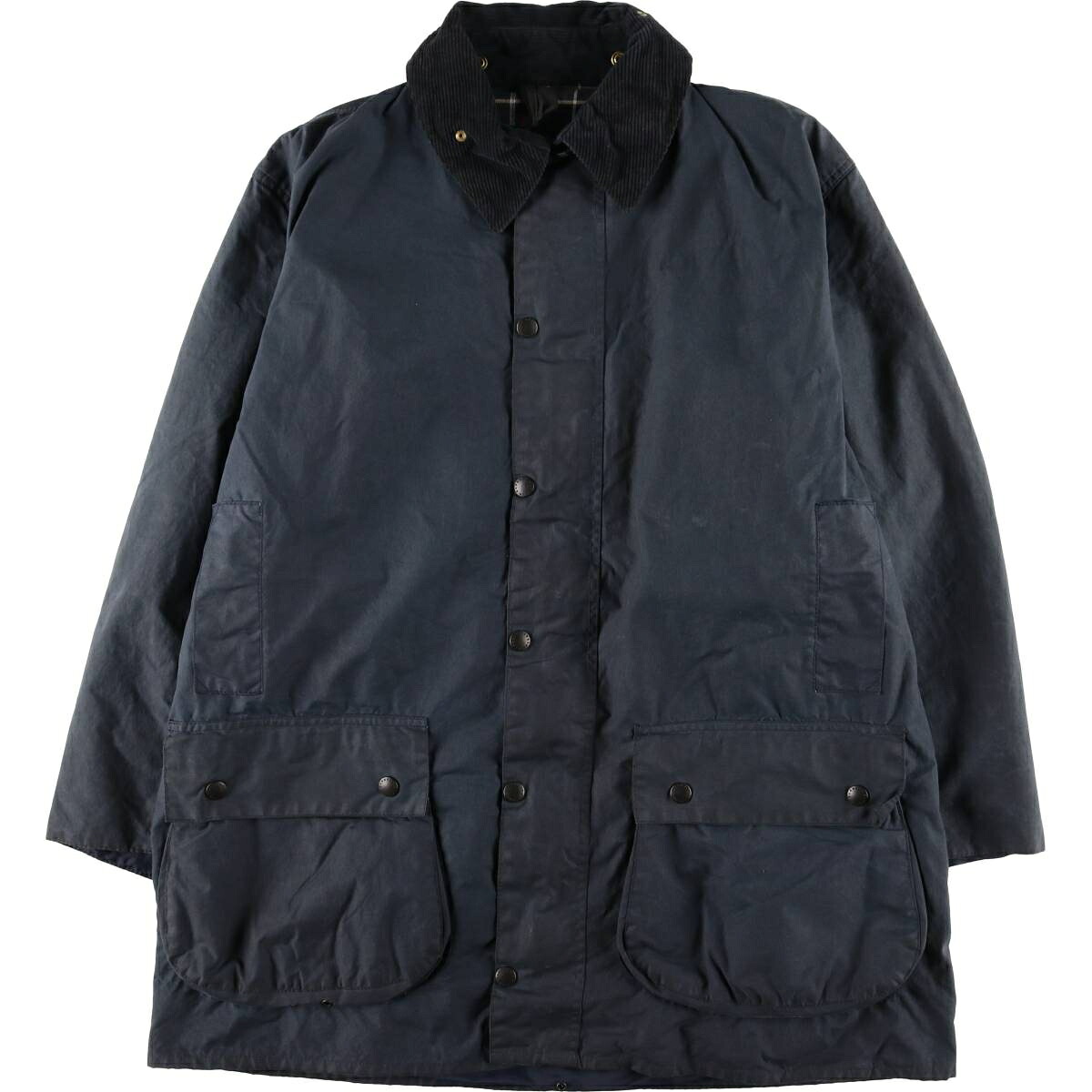 古着 80~90'S バブアー Barbour BORDER ボーダー 旧3ワラント ワックスコットン オイルドジャケット 英国製 メンズL相当 ヴィンテージ /eaa604995 【中古】 【251227】 【SS2603_10】 ネイビー系 春秋冬