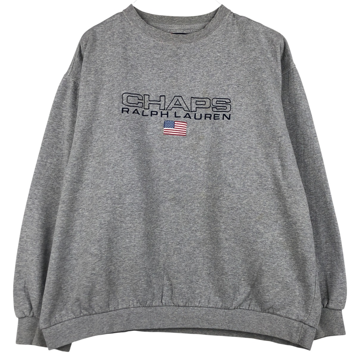 古着 ラルフローレン Ralph Lauren CHAPS チャップス 星条旗柄 ロゴスウェットシャツ トレーナー メンズL相当 /eaa605185 【中古】 【251228】 【NH-2508】 グレー系 春夏秋冬