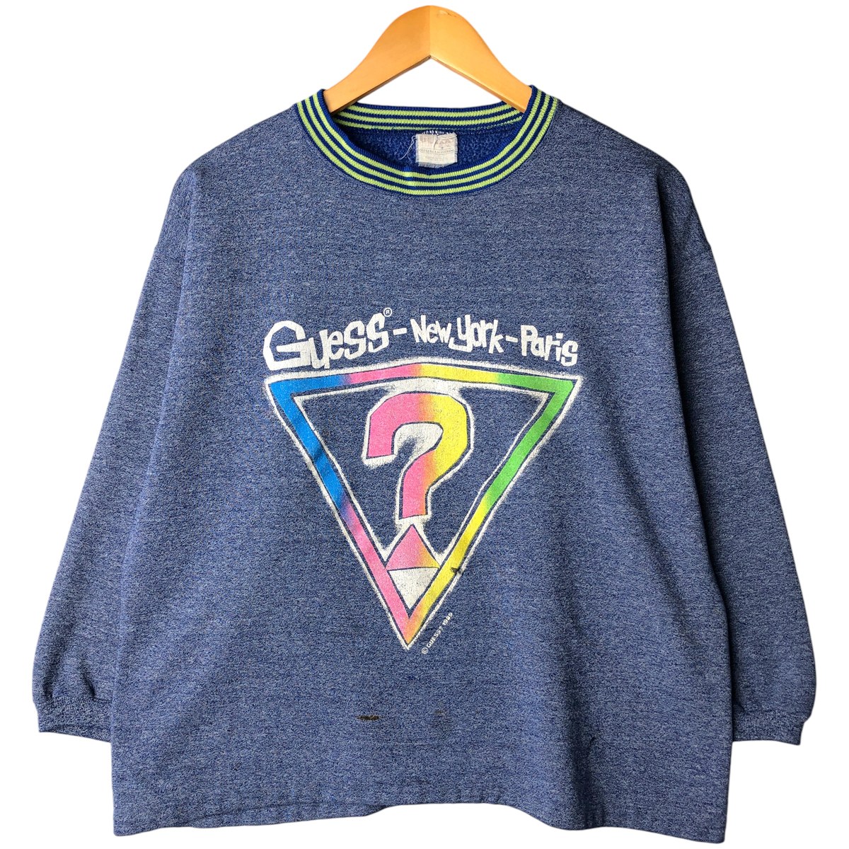 古着 80'S ゲス Guess ロゴスウェットシャツ トレーナー USA製 メンズM相当 ヴィンテージ /eaa605213 【中古】 【251228】 ネイビー系 春夏秋冬