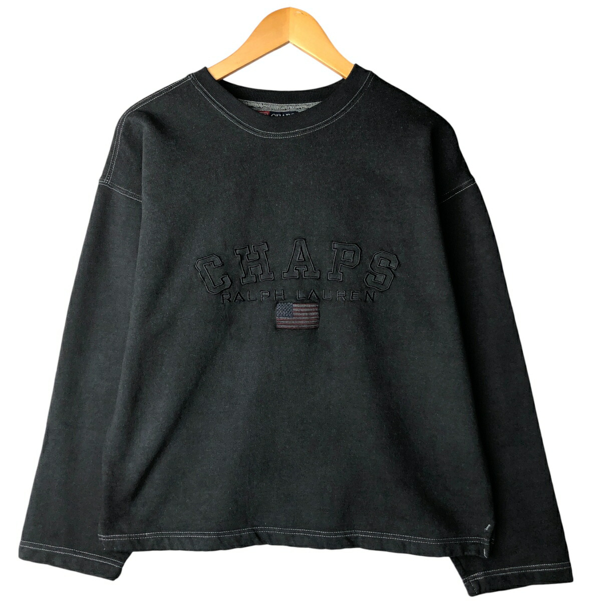 古着 ラルフローレン Ralph Lauren CHAPS チャップス 星条旗柄 ロゴスウェットシャツ トレーナー メンズM相当 /eaa605221 【中古】 【251228】 ブラック系 春夏秋冬