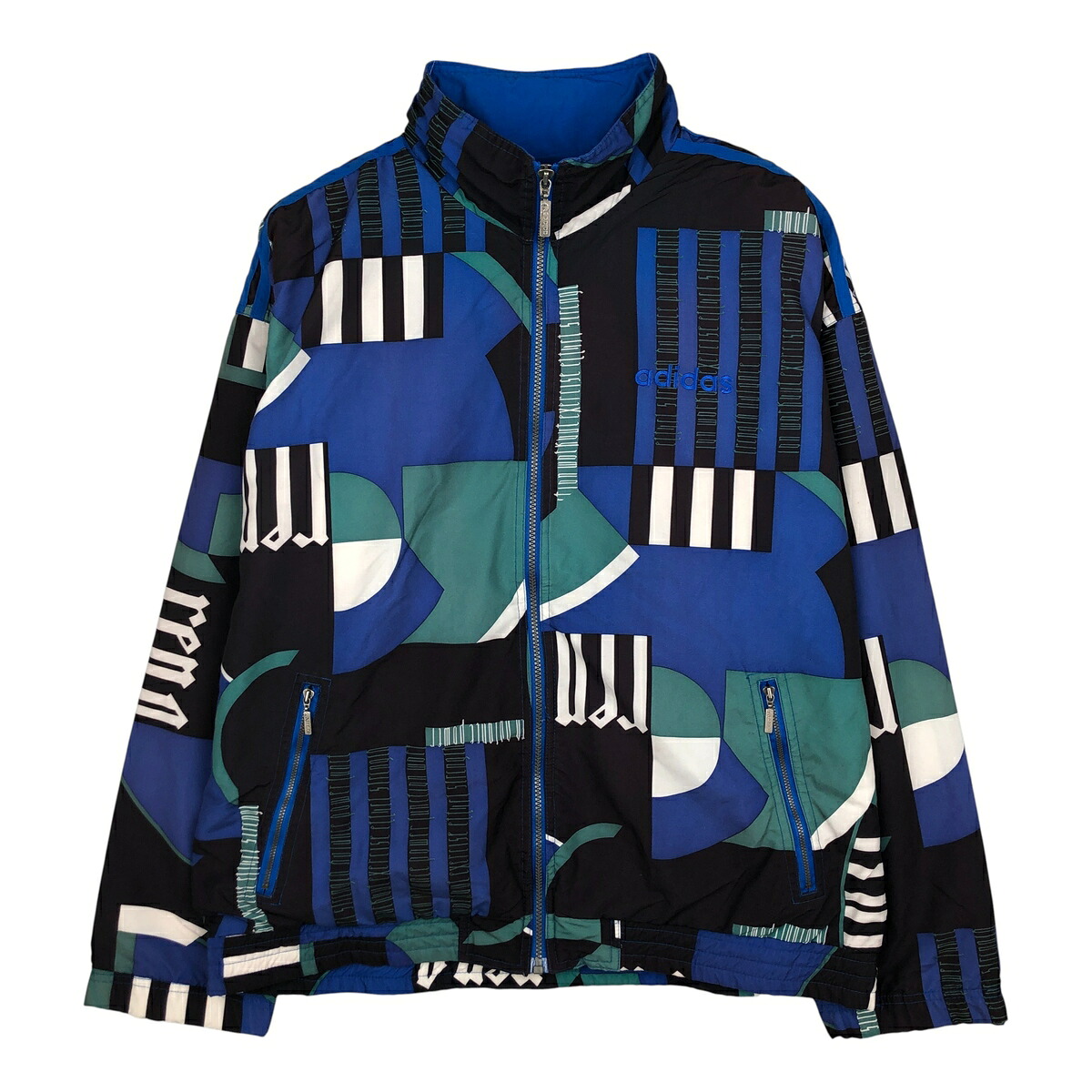 古着 80'S アディダス adidas 総柄 ウインドブレーカー メンズL相当 ヴィンテージ /eaa605571 【中古】 【260112】 【NH-2508】 ブルー系 春秋冬