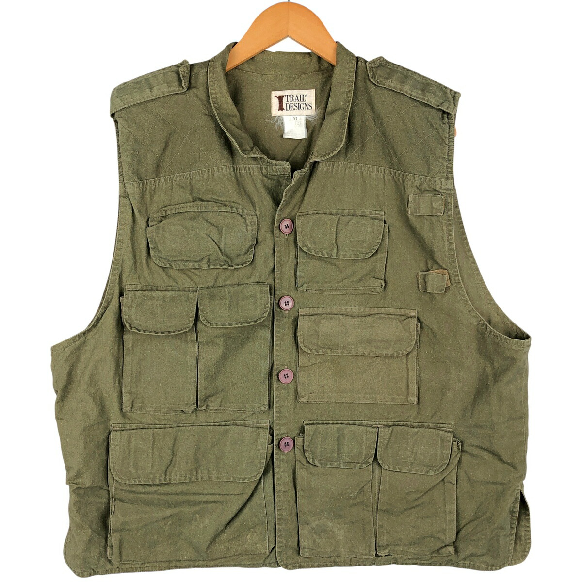 古着 90\'S TRAIL DESIGNS ハンティングベスト メンズXL相当 ヴィンテージ /eaa605617 【中古】 【260123】 グリーン系 春秋冬