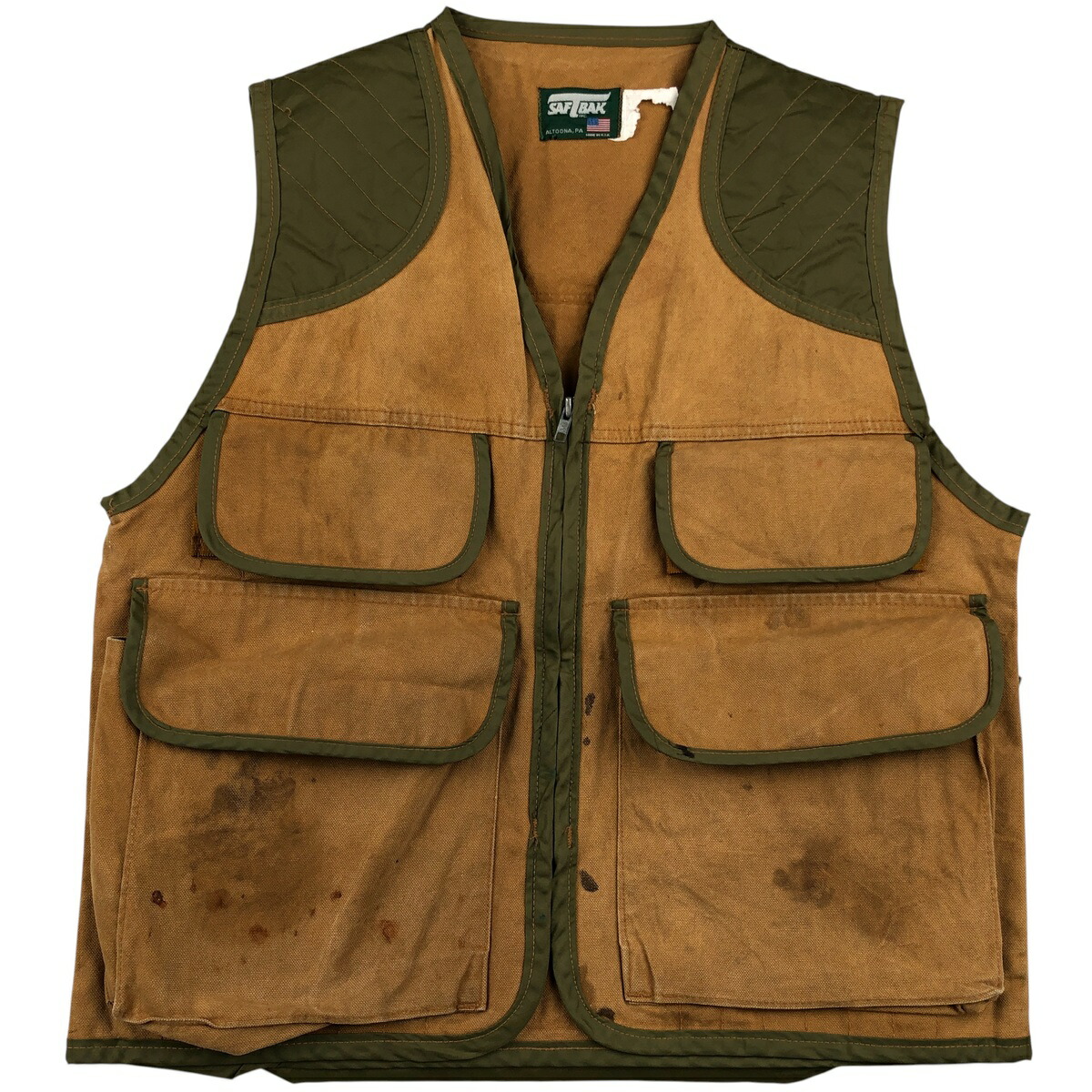 古着 80\'S SAFTBAK ダックハンティングベスト USA製 メンズL相当 ヴィンテージ /eaa605621 【中古】 【260123】 ブラウン系 春秋冬