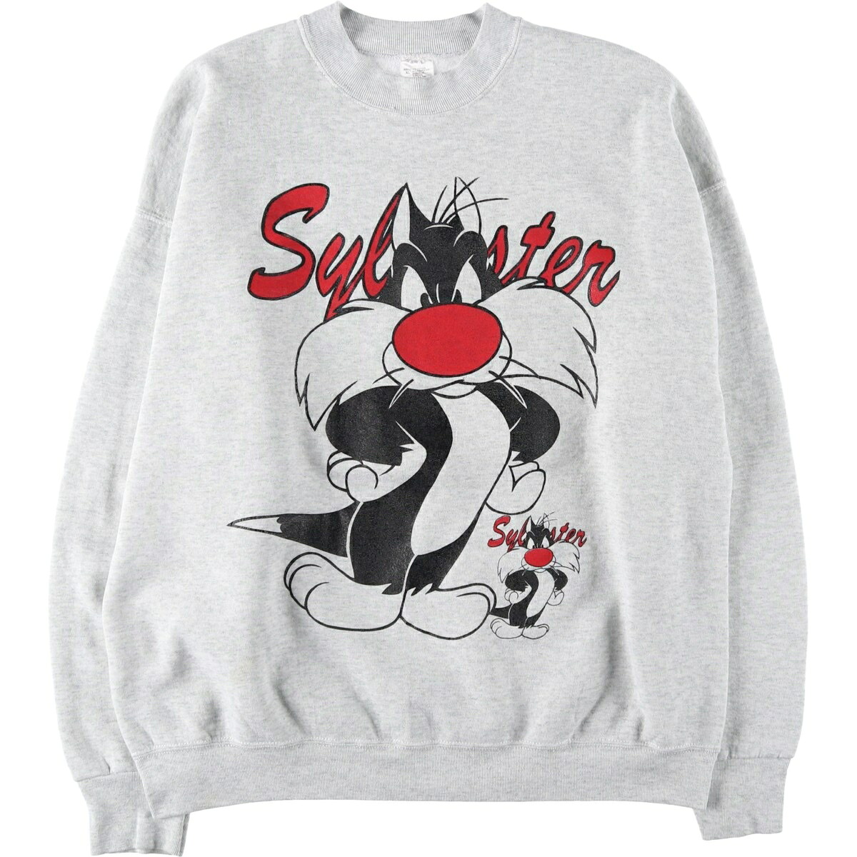 古着 90'S フルーツオブザルーム FRUIT OF THE LOOM LOONEY TUNES ルーニーテューンズ シルベスターキャット キャラクタースウェットシャツ トレーナー メンズXL相当 ヴィンテージ /eaa605809 【中古】 【260102】 【GR-UN-2602】 グレー系 春夏秋冬