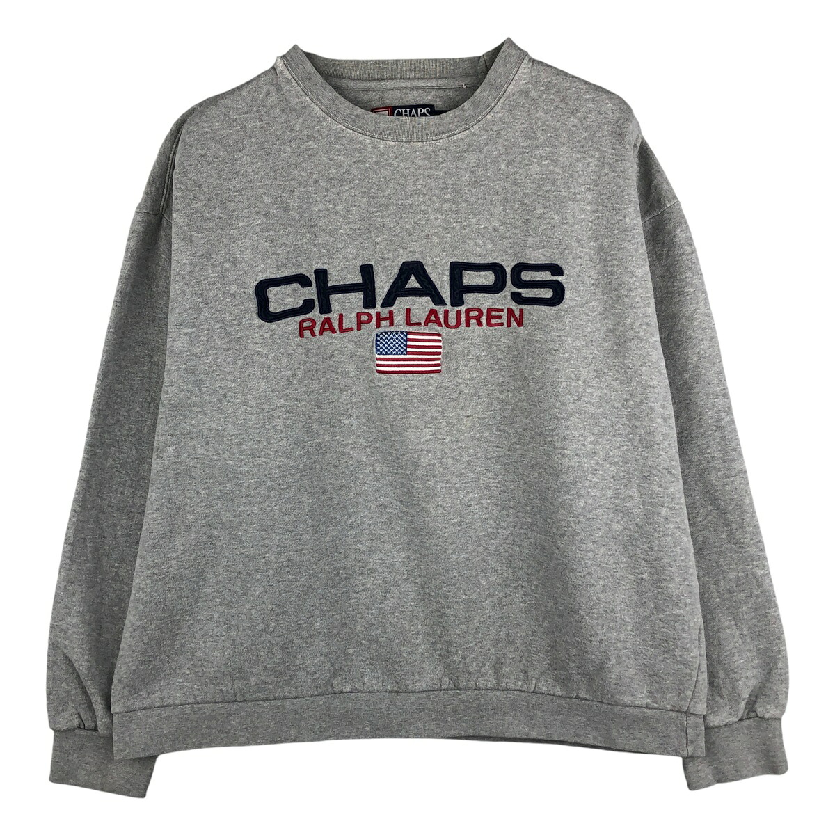 古着 ラルフローレン Ralph Lauren CHAPS チャップス 星条旗柄 ロゴスウェットシャツ トレーナー メンズL相当 /eaa606987 【中古】 【260129】 【NH-2508】 グレー系 春夏秋冬