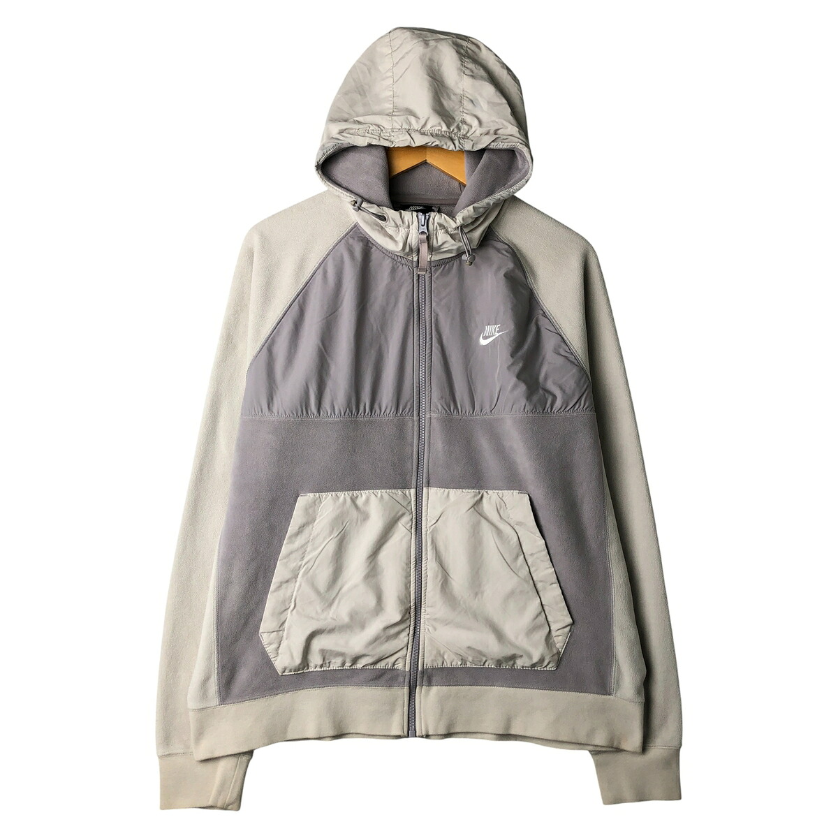 古着 ナイキ NIKE 切替 フリースフルジップパーカー レディースL相当 /eaa607219 【中古】 【260112】 【Elulu/エルル】 グレー系 春秋冬