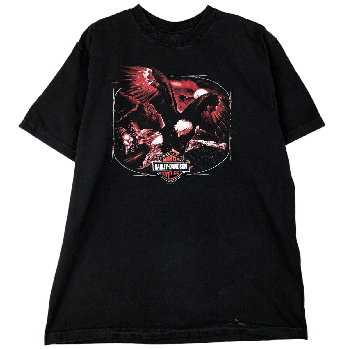 古着 00'S ハーレーダビッドソン Harley-Davidson 鷲柄 イーグル柄 モーターサイクル バイクTシャツ USA製 メンズXL相当 /eaa607382 【中古】 【260118】 ブラック系 春夏秋