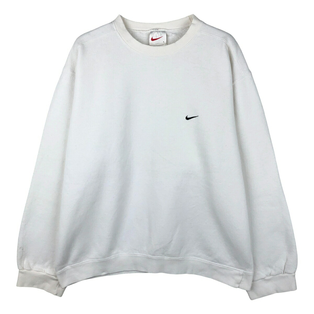 古着 90'S ナイキ NIKE ワンポイントロゴスウェットシャツ トレーナー USA製 メンズL相当 ヴィンテージ /eaa607436 【中古】 【260114】 【NH-2508】 ホワイト系 春夏秋冬