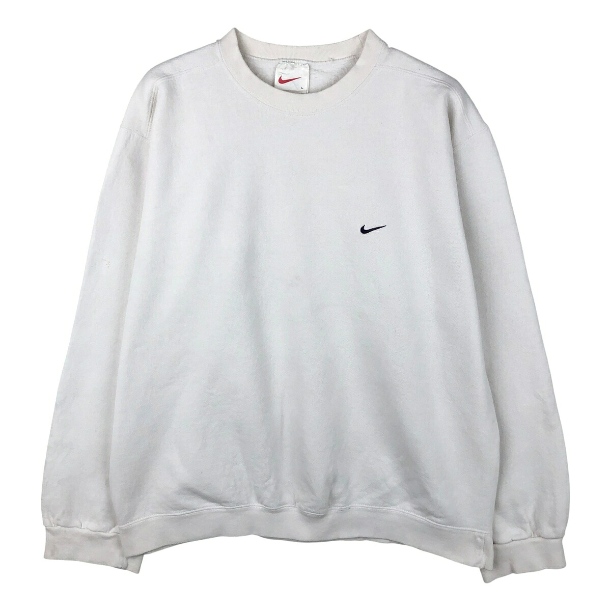 古着 90'S ナイキ NIKE ワンポイントロゴスウェットシャツ トレーナー USA製 メンズL相当 ヴィンテージ /eaa607439 【中古】 【260114】 【NH-2508】 ホワイト系 春夏秋冬