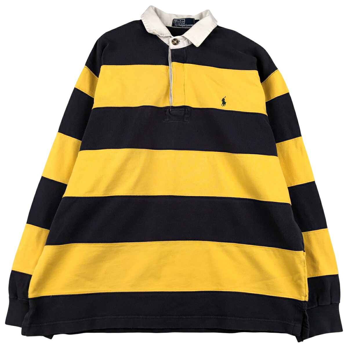 古着 ラルフローレン Ralph Lauren POLO by Ralph Lauren ボーダー柄 長袖 ラガーシャツ メンズL相当 /eaa607518 【中古】 【260204】 イエロー系 春夏秋冬