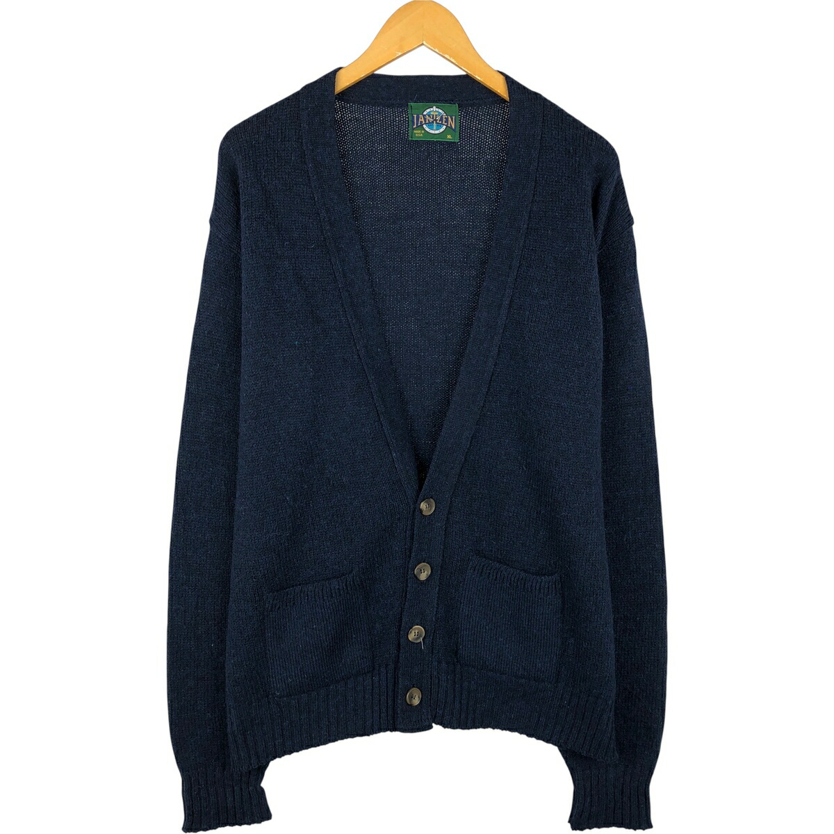 古着 90'S ジャンセン Jantzen アクリルニットカーディガン USA製 メンズXL相当 ヴィンテージ /eaa607636 【中古】 【260206】 ネイビー系 春秋冬