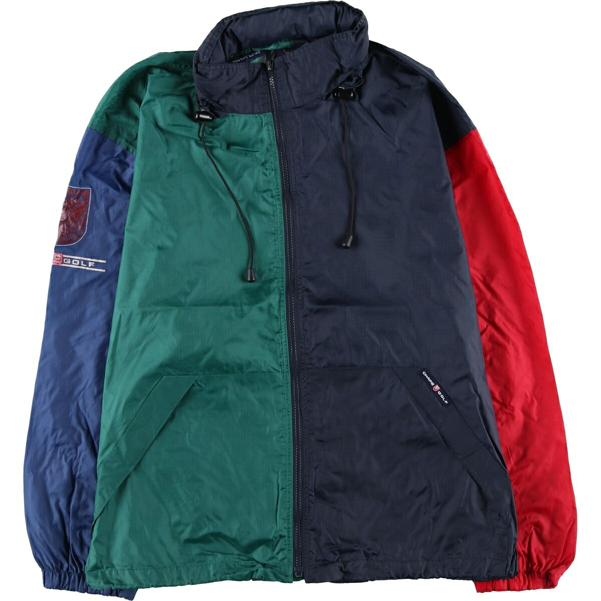 古着 ラルフローレン Ralph Lauren CHAPS GOLF クレイジーパターン リップストップ ナイロンジャケット ロシア製 メンズL相当 /eaa607742 【中古】 【260112】 ネイビー系 春秋冬