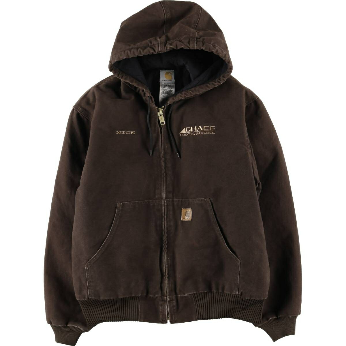 古着 00'S カーハート Carhartt アクティブジャケット 中綿入り ダックフルジップパーカー メンズL相当 /eaa608136 【中古】 【260121】 ブラウン系 春秋冬