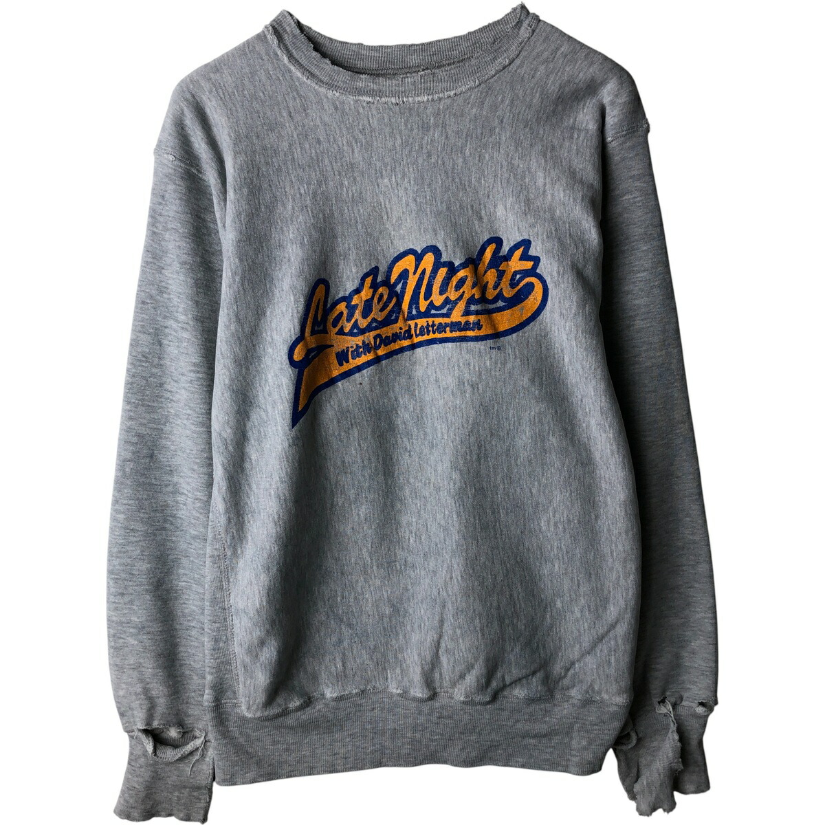 古着 90'S MVP Late Night with David Letterman レイトナイトウィズデイヴィッドレターマン プリントスウェットシャツ トレーナー USA製 メンズXL相当 ヴィンテージ /eaa608591 【中古】 【260218】 グレー系 春夏秋冬
