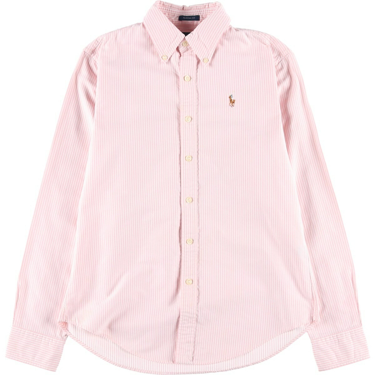 古着 ラルフローレン Ralph Lauren CLASSIC FIT クラシックフィット 長袖 ボタンダウンストライプシャツ レディースM相当 /eaa608646 【中古】 【260201】 【Elulu/エルル】 ピンク系 春夏秋冬