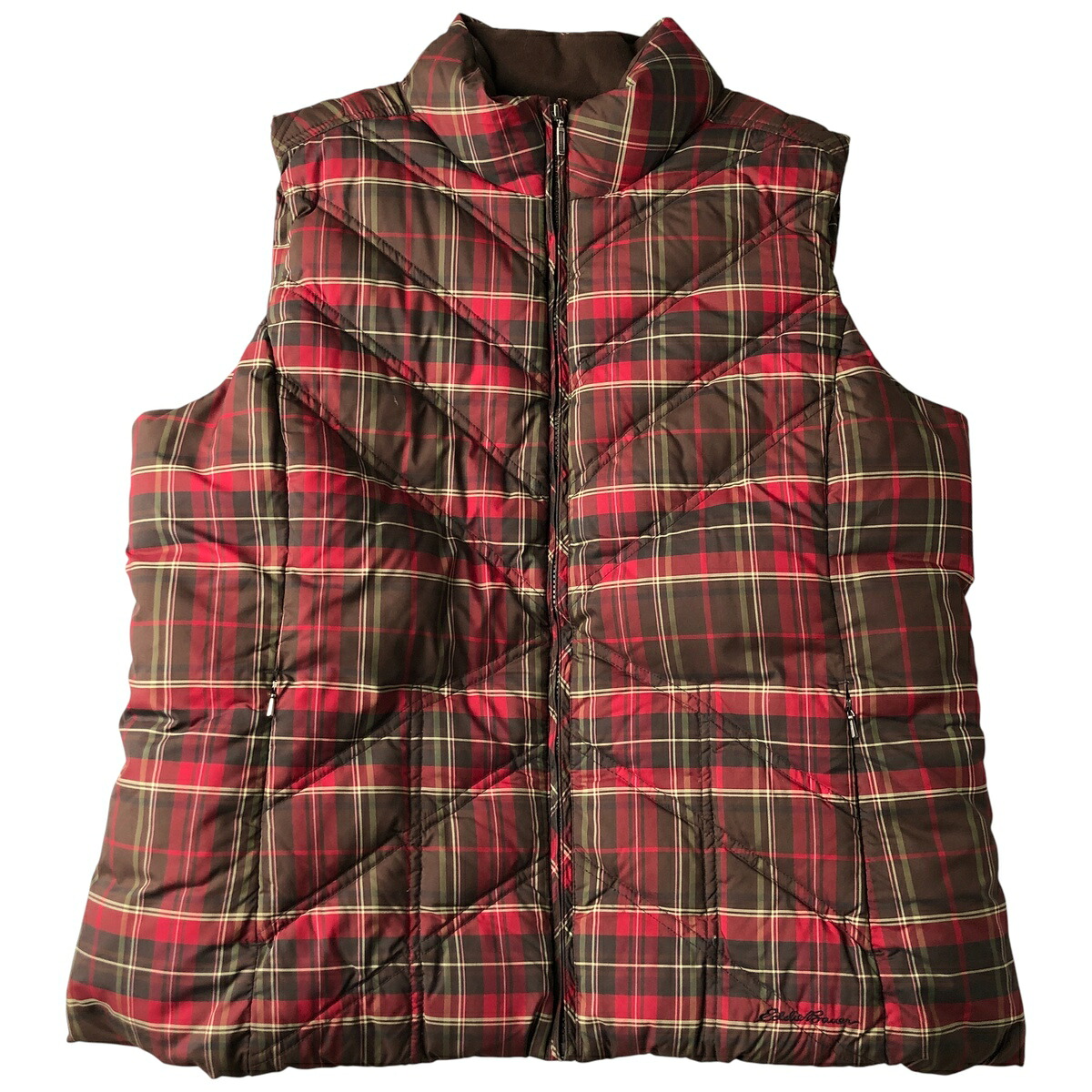 古着 エディーバウアー Eddie Bauer タータンチェック グースダウンベスト メンズXL相当 /eaa608677 【中古】 【260125】 【NH-2508】 レッド系 春秋冬