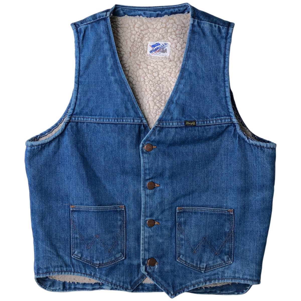 古着 80\'S ラングラー Wrangler NO-FAULT DENIMS デニムベスト USA製 メンズM相当 ヴィンテージ /eaa608688 【中古】 【260221】 ブルー系 春秋冬