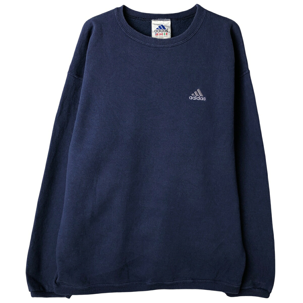古着 90'S アディダス adidas ワンポイントロゴスウェットシャツ トレーナー USA製 メンズL相当 ヴィンテージ /eaa609126 【中古】 【260123】 【NH-2508】 ネイビー系 春夏秋冬