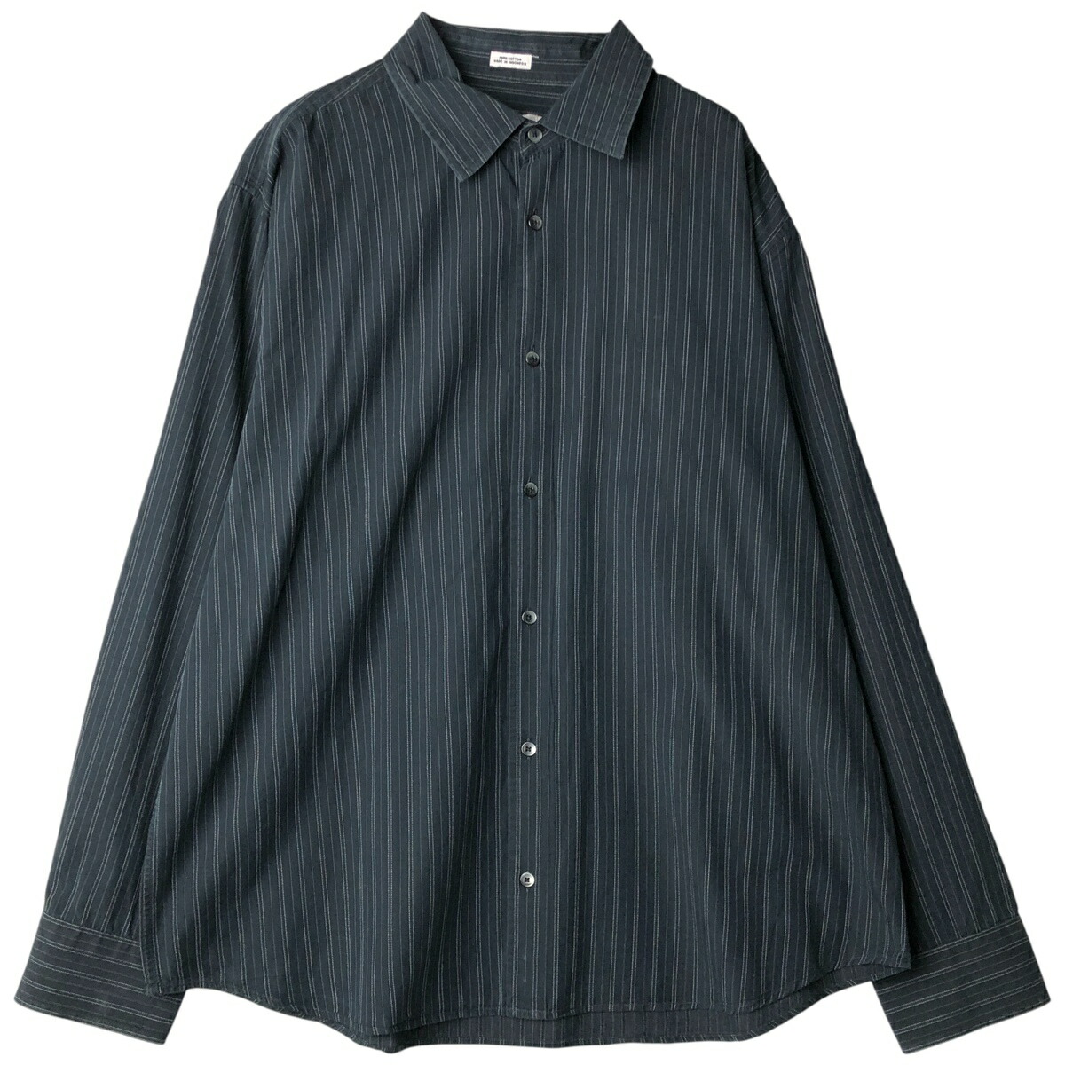 古着 カルバンクライン Calvin klein 長袖 コットンストライプシャツ メンズXL相当 /eaa609188 【中古】 【260126】 【NH-2508】 ブラック系 春夏秋冬