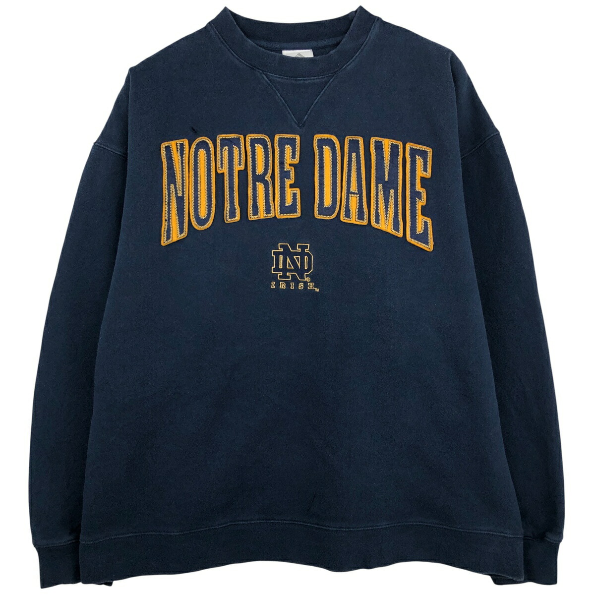 古着 アディダス adidas FIGHTIN' IRISH ノートルダム大学 ファイティングアイリッシュ カレッジスウェットシャツ トレーナー メンズL相当 /eaa609330 【中古】 【260206】 ネイビー系 春夏秋冬