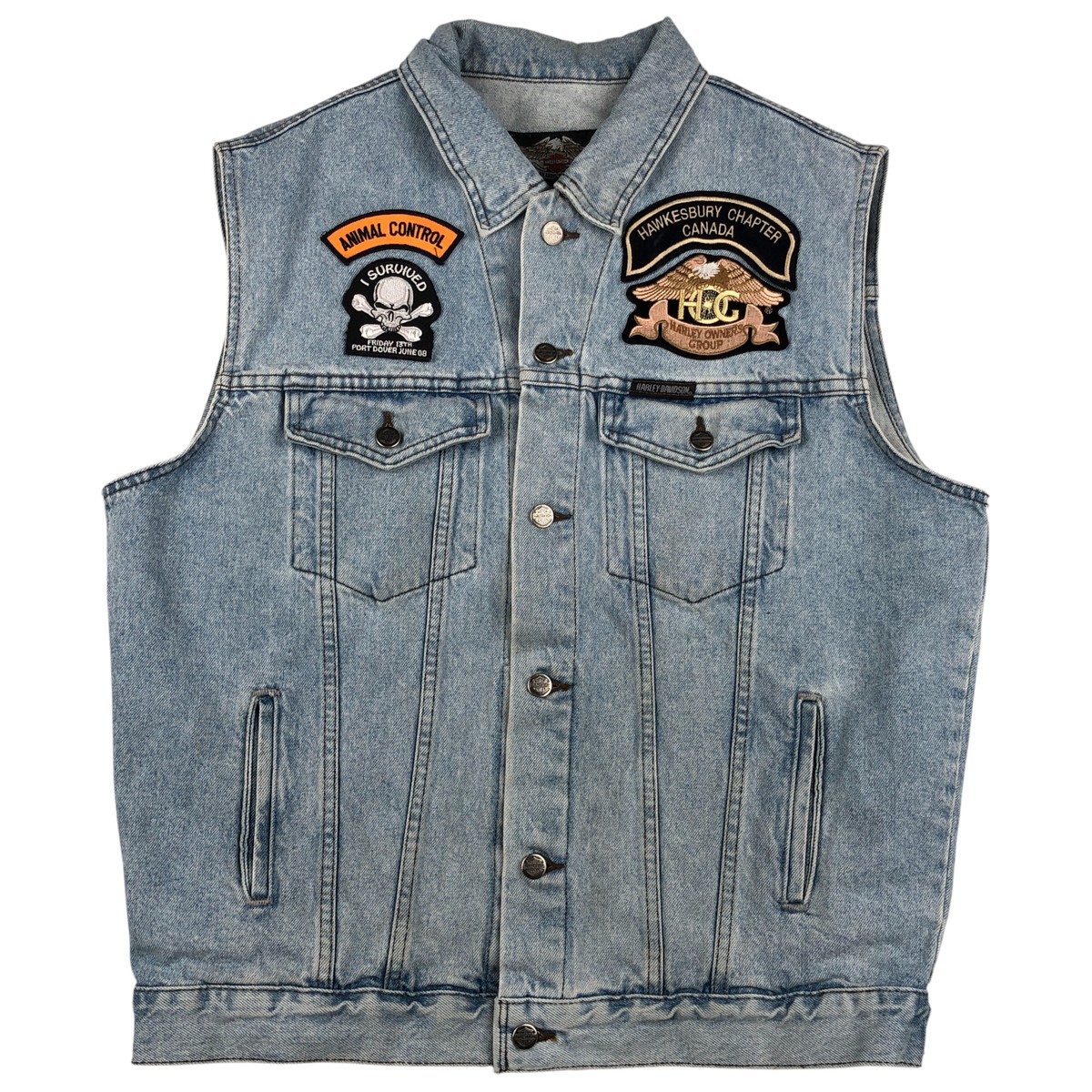 古着 ハーレーダビッドソン Harley-Davidson カスタム デニムベスト カナダ製 メンズL相当 /eaa609770 【中古】 【260120】 【NH-2508】 ブルー系 春秋冬