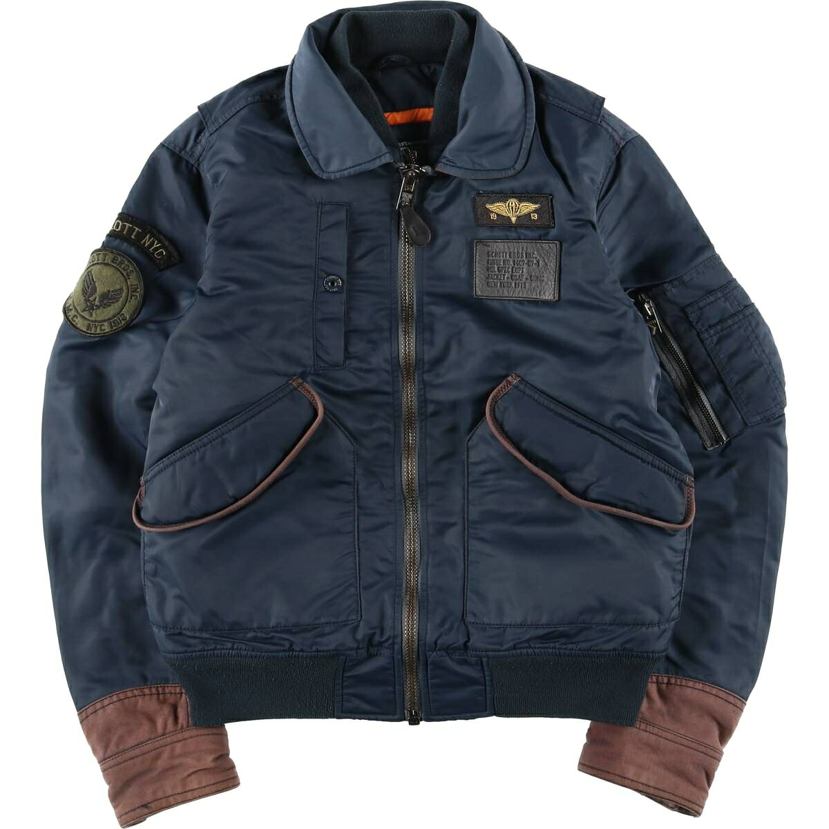 古着 民間品 ショット SCHOTT CWU-Rタイプ 中綿入り ミリタリー フライトジャケット メンズS相当 /eaa610267 【中古】 【260211】 ネイビー系 春秋冬