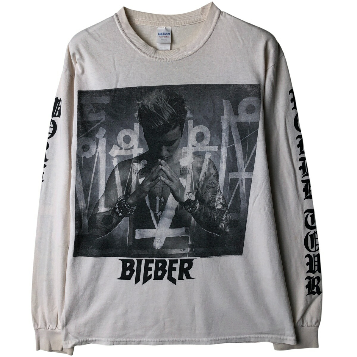 古着 ギルダン GILDAN Justin Bieber ジャスティンビーバー ロンT バンドTシャツ バンT メンズM相当 /eaa610360 【中古】 【260220】 ホワイト系 春夏秋