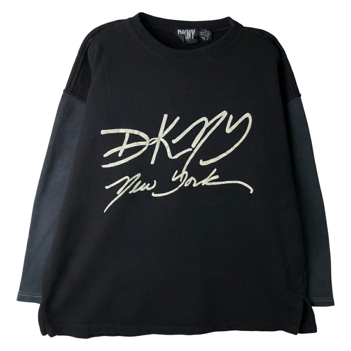 古着 90'S ダナキャランニューヨーク DKNY プリントスウェットシャツ トレーナー メンズM相当 ヴィンテージ /eaa610379 【中古】 【260214】 ブラック系 春夏秋冬