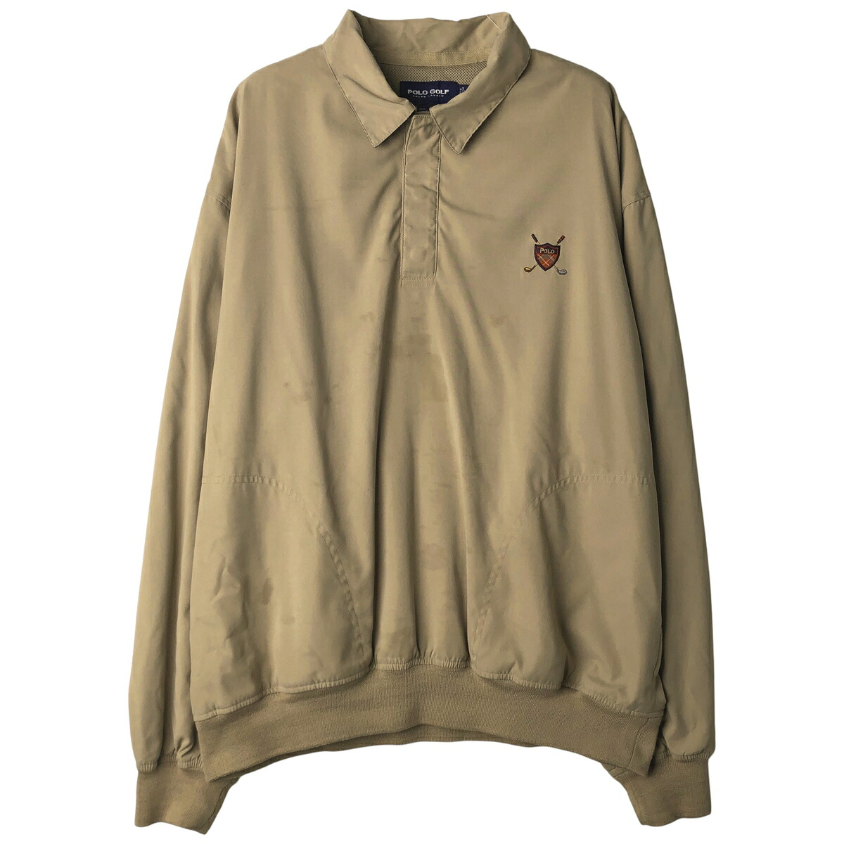 古着 ラルフローレン Ralph Lauren POLO GOLF ポロゴルフ 襟付き ハーフスナップ ウォームアッププルオーバー メンズXL相当 /eaa610426 【中古】 【260209】 ベージュ系 春秋冬