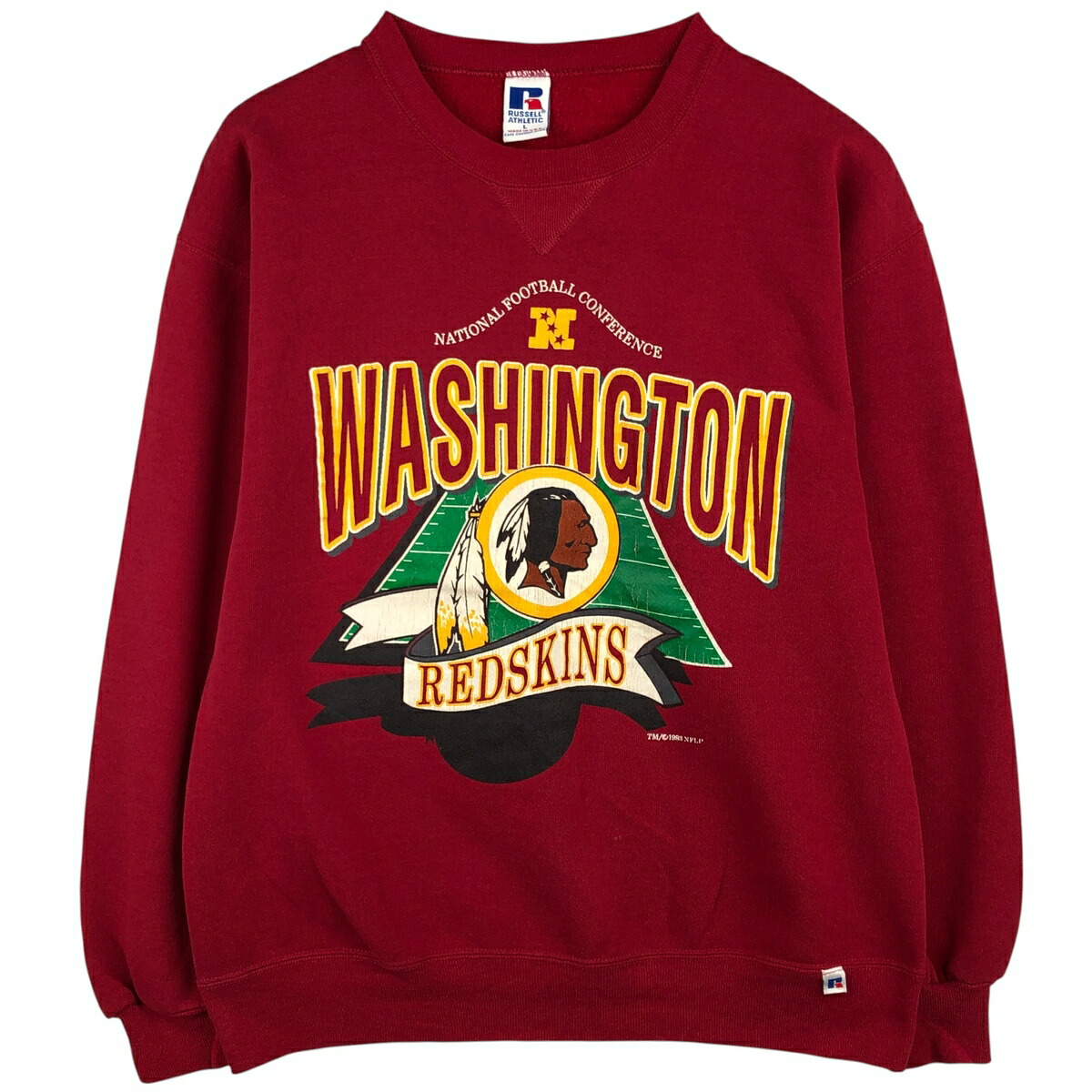 古着 90'S ラッセル Russell ATHLETIC NFL WASHINGTON REDSKINS ワシントンレッドスキンズ プリントスウェットシャツ トレーナー USA製 メンズL相当 /eaa610765 【中古】 【260208】 レッド系 春夏秋冬
