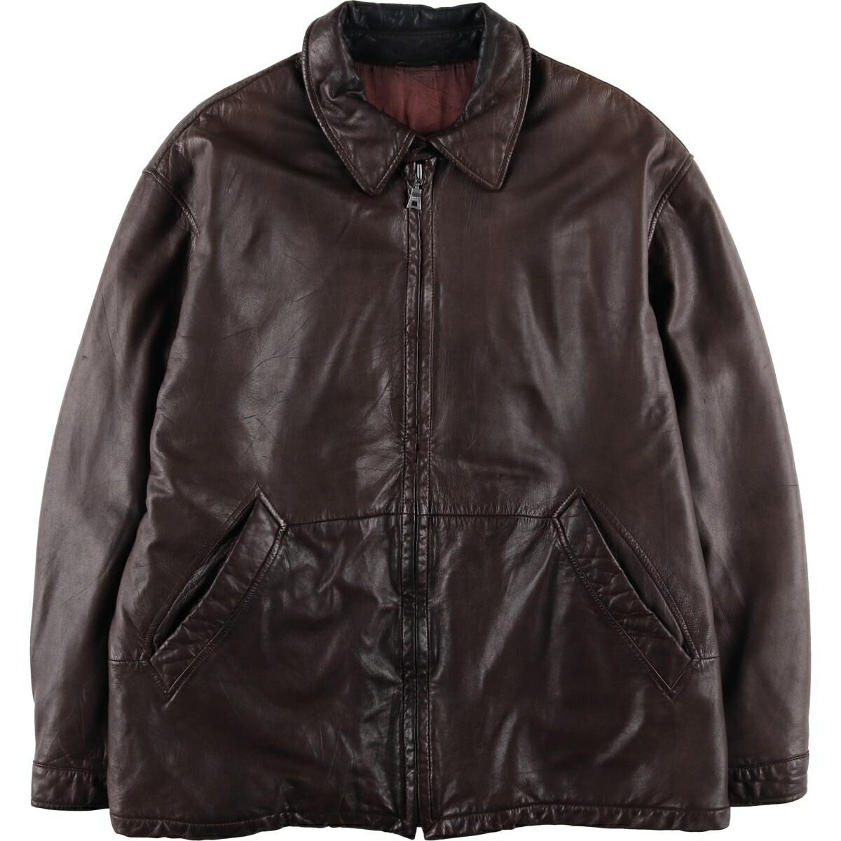 古着 ヒューゴボス HUGO BOSS 中綿入り レザージャケット メンズXL相当 /eaa611598 【中古】 【260207】 ブラウン系 春秋冬