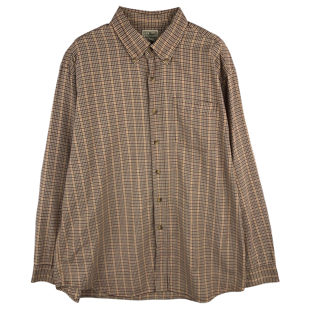 古着 エルエルビーン L.L.Bean 長袖 ボタンダウンチェックシャツ メンズXL相当 /eaa611732 【中古】 【260202】 【NH-2508】 ブラウン系 春夏秋冬
