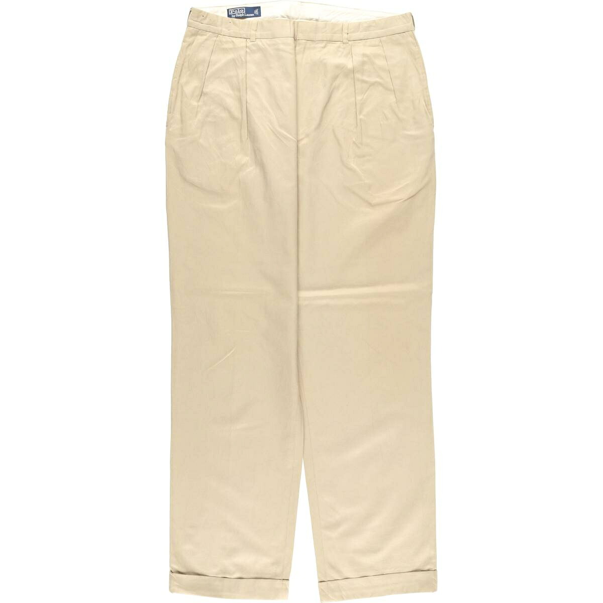 古着 ラルフローレン Ralph Lauren POLO by Ralph Lauren ツータック シルク×コットン スラックスパンツ メンズw36相当 /eaa612046 【中古】 【260214】 ベージュ系 春夏秋冬
