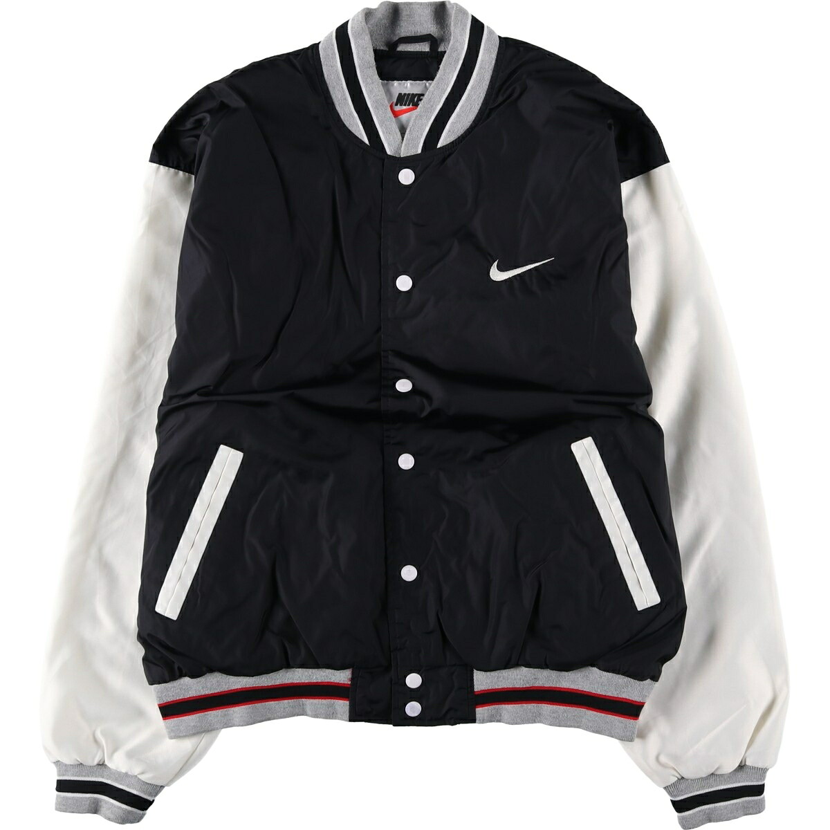 古着 90'S ナイキ NIKE ナイロンスタジャン アワードジャケット バーシティジャケット メンズL相当 ヴィンテージ /eaa612184 【中古】 【260310】 ブラック系 春秋冬