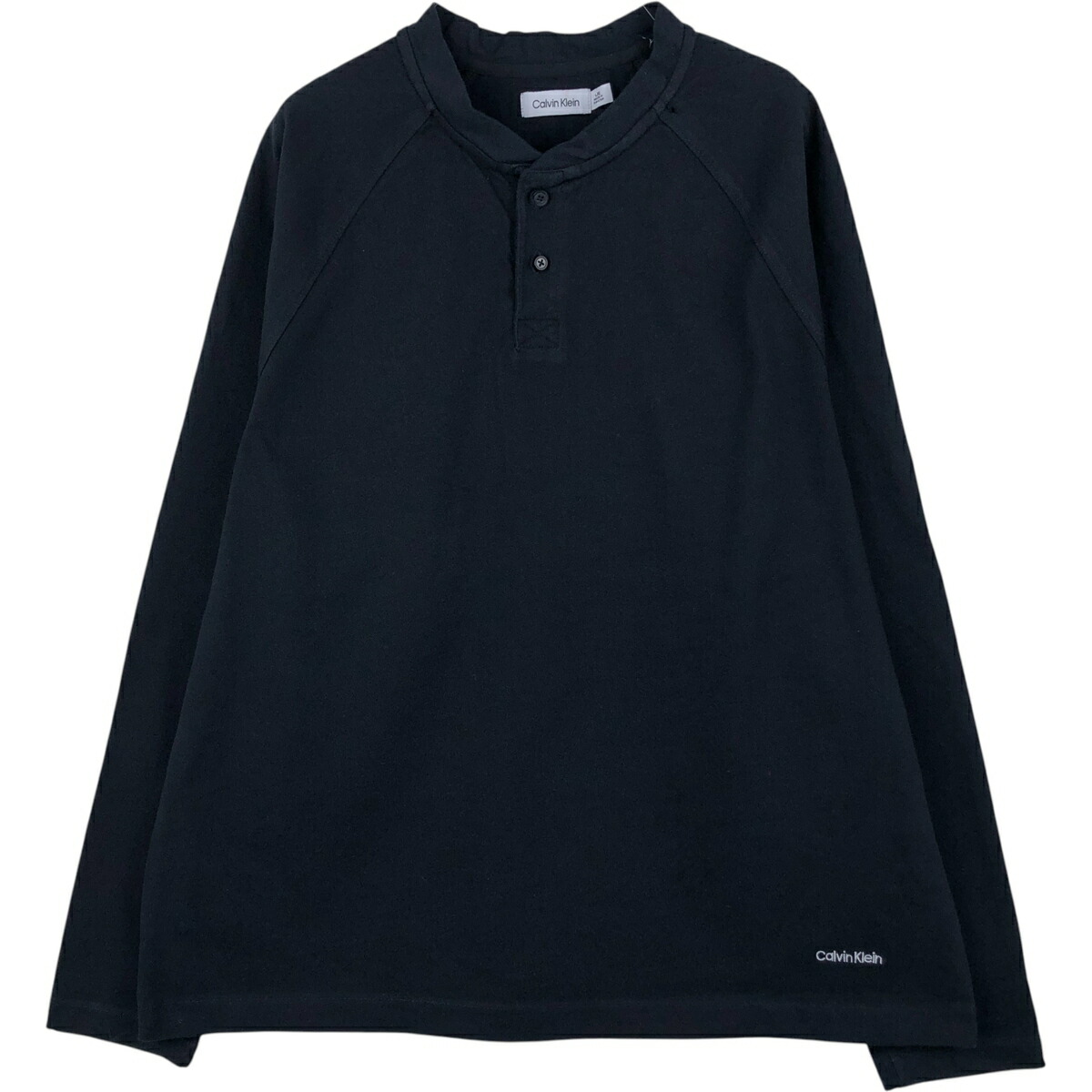 古着 カルバンクライン Calvin klein ヘンリーネック ロングTシャツ ロンT メンズL相当 /eaa612201 【中古】 【260221】 ブラック系 春夏秋