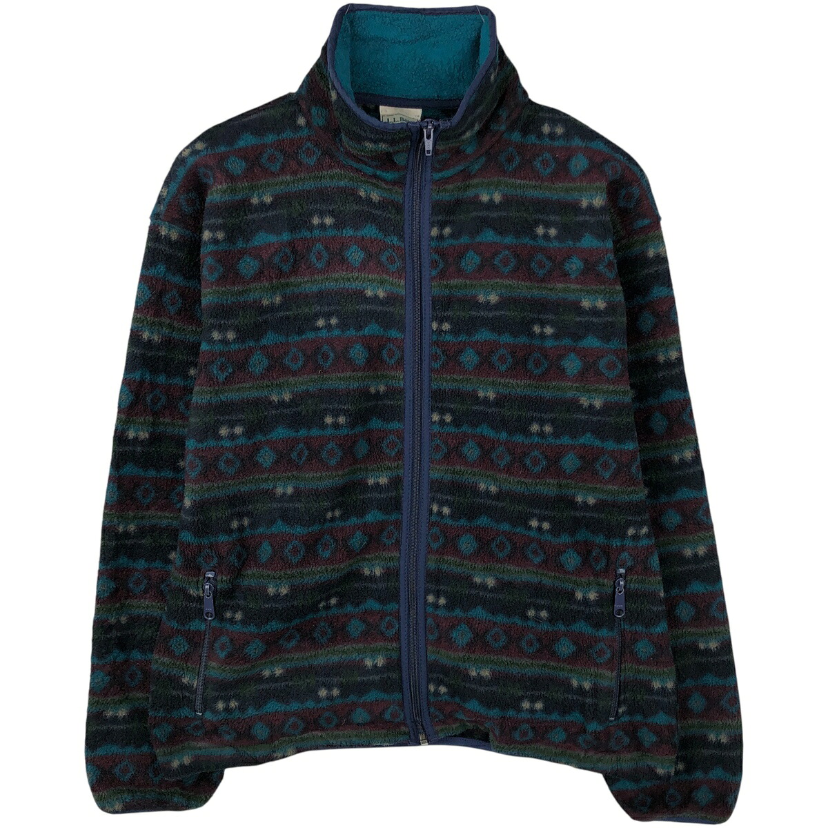 古着 80~90'S エルエルビーン L.L.Bean 総柄 フェアアイル柄 フリースジャケット メンズL相当 ヴィンテージ /eaa612582 【中古】 【260213】 ネイビー系 春秋冬