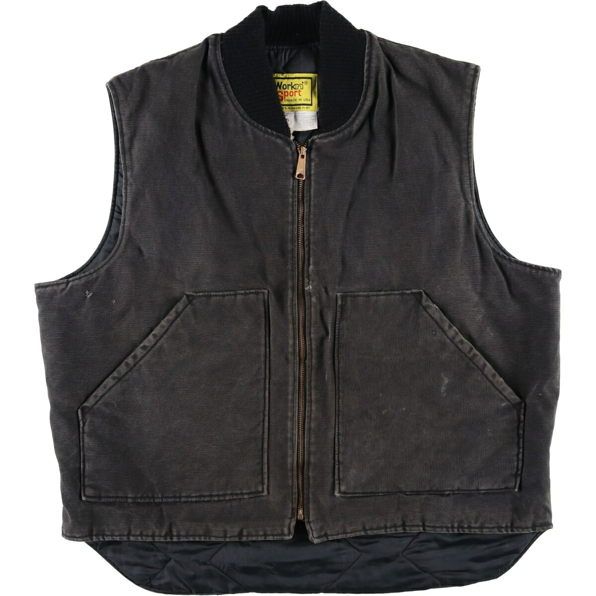 古着 90\'S Workn\' Sport 中綿入り ダックベスト メンズXL相当 ヴィンテージ /eaa612782 【中古】 【260214】 ブラック系 春秋冬