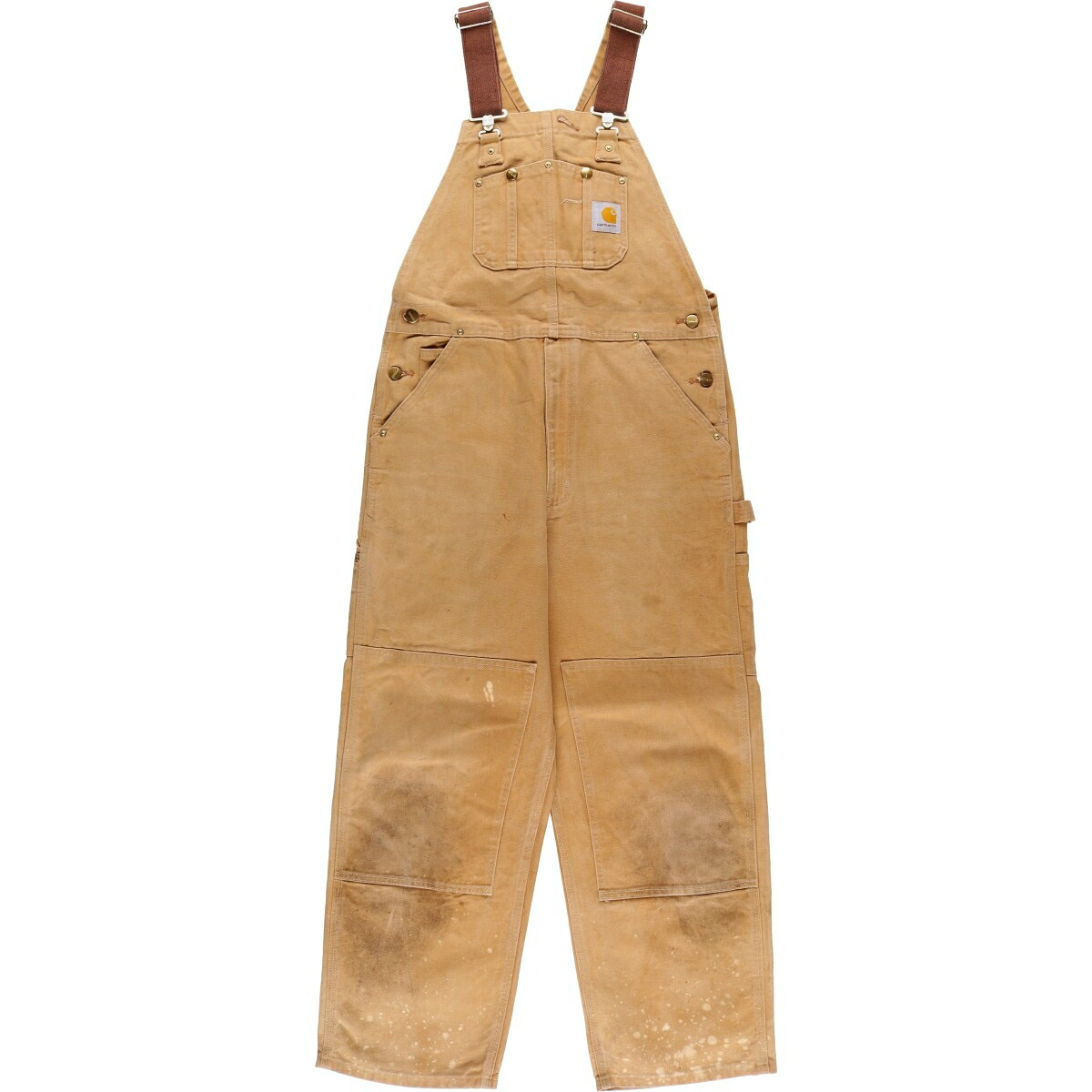 古着 カーハート Carhartt ダブルニー ダック オーバーオール メンズw34相当 /eaa613092 【中古】 【260220】 ベージュ系 春夏秋冬