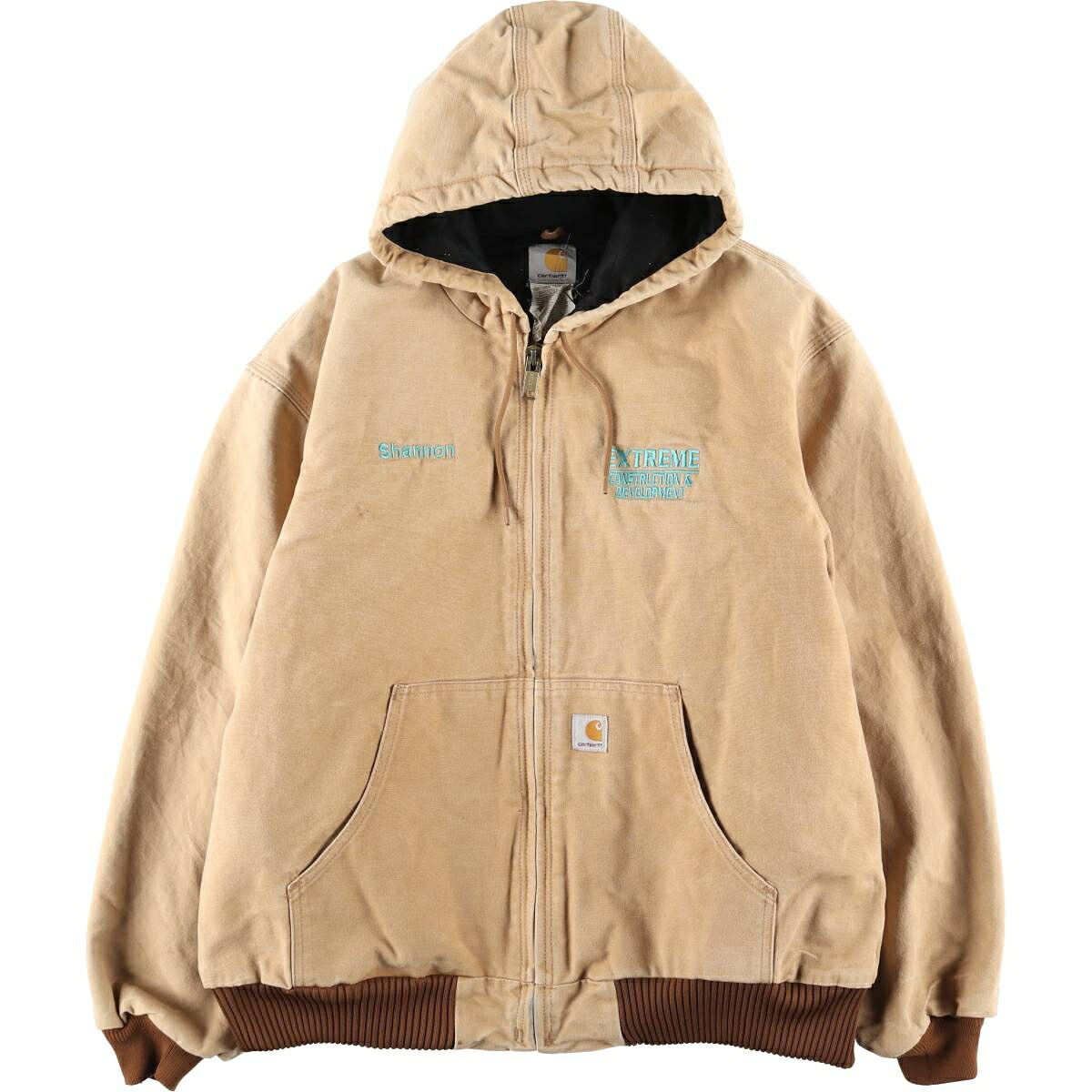 古着 00'S カーハート Carhartt アクティブジャケット 中綿入り ダックフルジップパーカー USA製 メンズXL相当 /eaa613331 【中古】 【260220】 ブラウン系 春秋冬