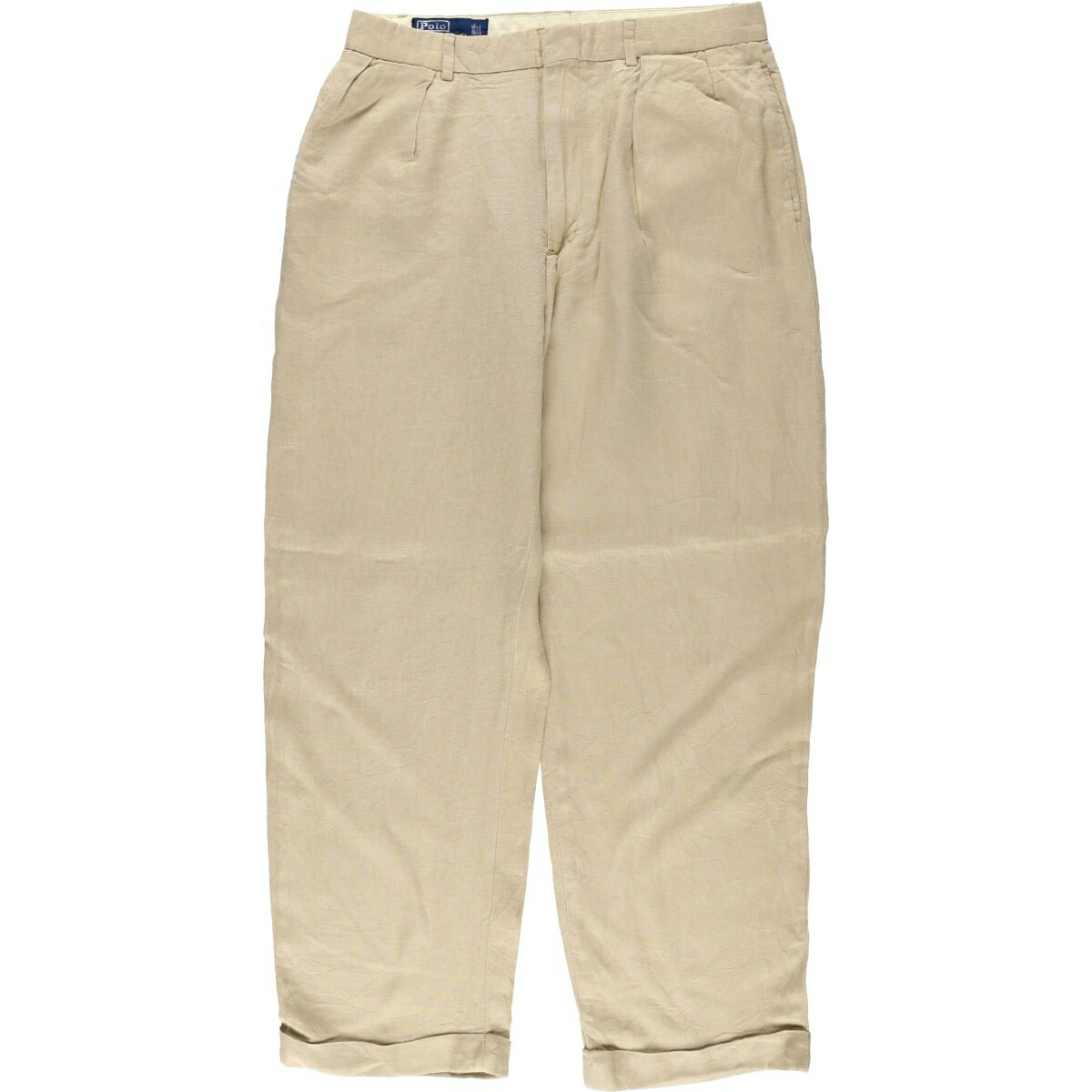 古着 ラルフローレン Ralph Lauren POLO by Ralph Lauren ツータック リネンパンツ スラックス メンズw32相当 /eaa613626 【中古】 【260220】 ベージュ系 春夏秋冬