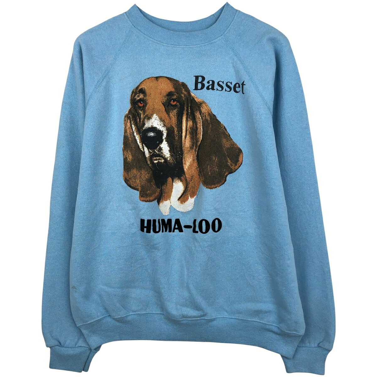 古着 80'S ヘインズ Hanes Fifty-Fifty 青タグ BASSET HOUND バセット ハウンド 犬柄 アニマル スウェットシャツ トレーナー USA製 メンズXL相当 /eaa613780 【中古】 【260216】 ブルー系 春夏秋冬