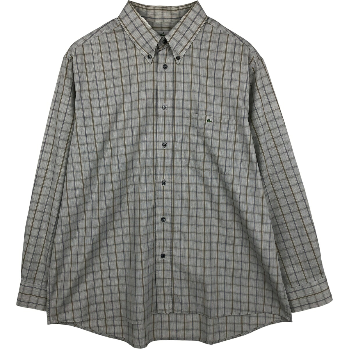 古着 ラコステ LACOSTE チェック柄 長袖 ボタンダウンチェックシャツ 44 メンズL相当 /eaa614055 【中古】 【260221】 ブルー系 春夏秋冬