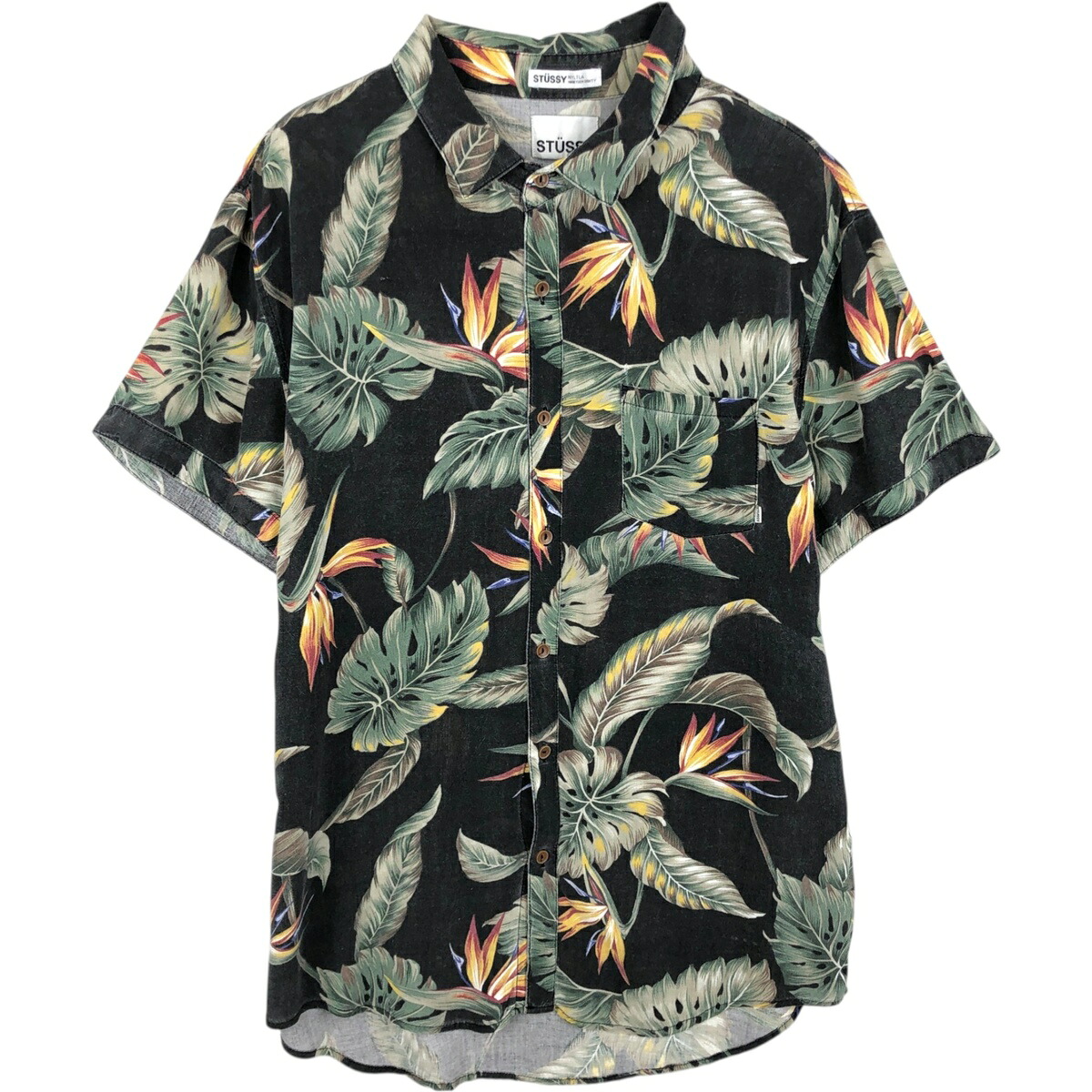 古着 ステューシー STUSSY リーフ柄 ハワイアンアロハシャツ メンズXL相当 /eaa614556 【中古】 【260313】 【GR-NV-2604】