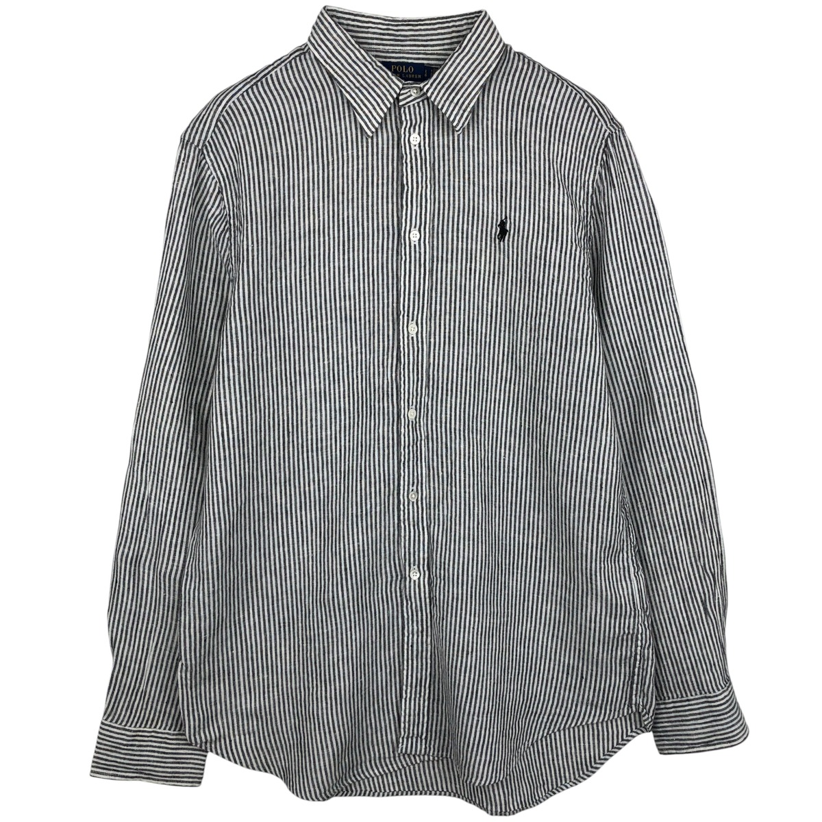古着 ラルフローレン Ralph Lauren POLO RALPH LAUREN RELAXED FIT ストライプ柄 長袖 リネンシャツ メンズL相当 /eaa614733 【中古】 【260220】 グレー系 春夏秋冬