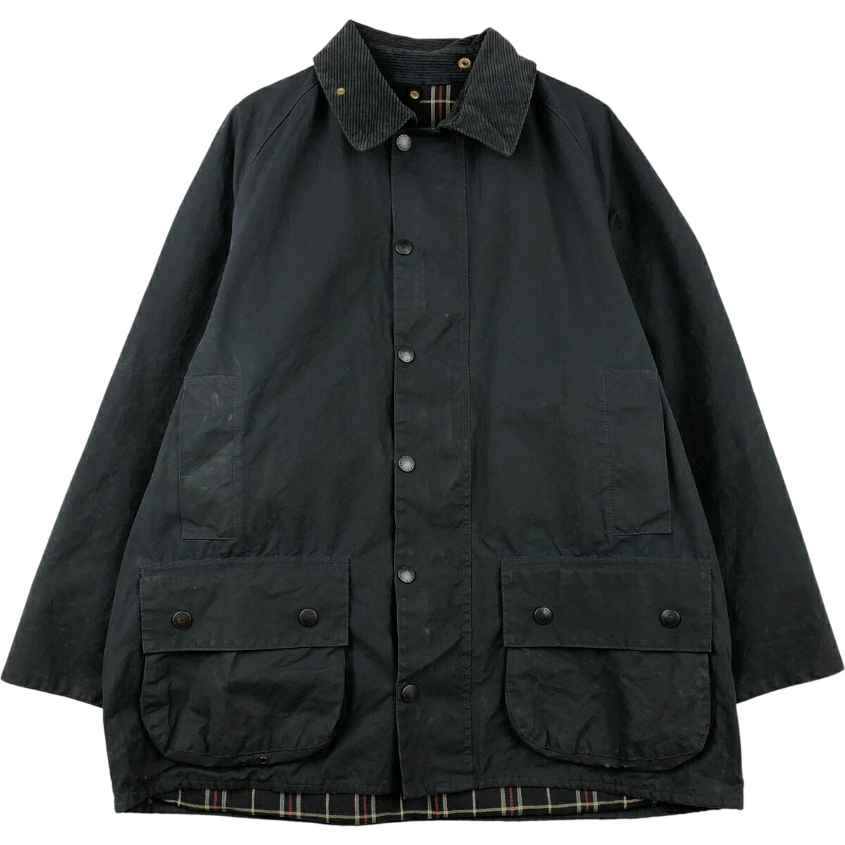 古着 90'S バブアー Barbour BEAUFORT ビューフォート 旧3ワラント オイルド ハンティングジャケット 英国製 C44 メンズL相当 ヴィンテージ /eaa614834 【中古】 【260221】 ネイビー系 春秋冬