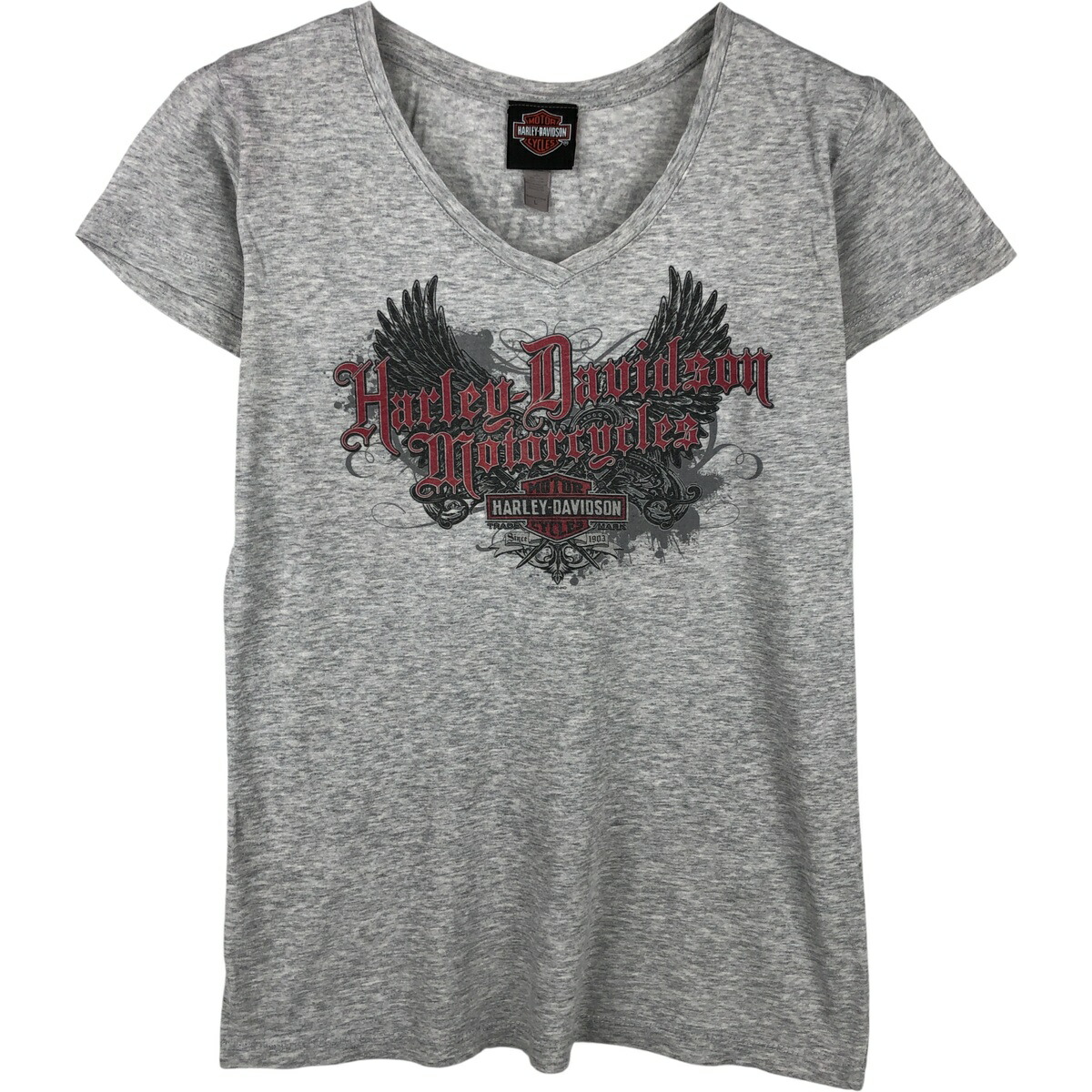 古着 ハーレーダビッドソン Harley-Davidson Vネック モーターサイクル バイクTシャツ レディースL相当 /eaa615047 【中古】 【260222】 【Elulu/エルル】 グレー系 春夏秋
