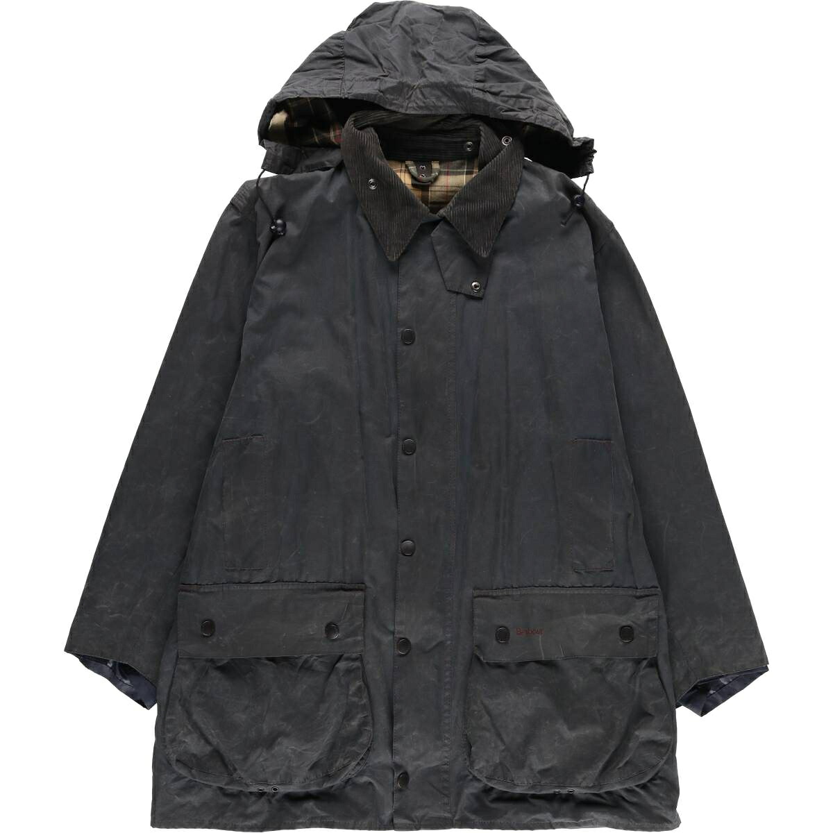 古着 00'S バブアー Barbour BORDER ボーダー フード付き ワックスコットン オイルドジャケット 英国製 C46 メンズXL相当 /eaa615085 【中古】 【260225】 【SS2606_10】｜古着屋JAM 18,389円