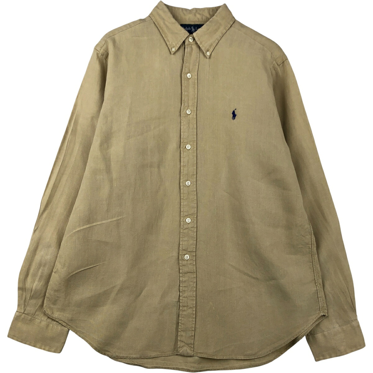 古着 ラルフローレン Ralph Lauren CLASSIC FIT クラシックフィット 長袖 リネン ボタンダウンシャツ メンズL相当 /eaa615217 【中古】 【260220】 ベージュ系 春夏秋冬
