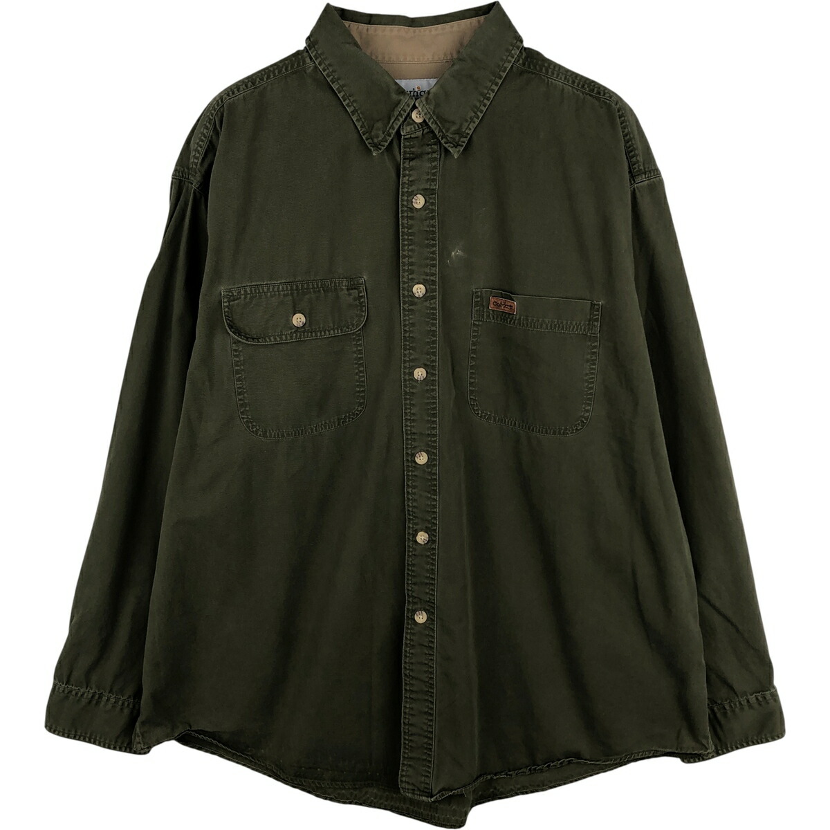 古着 00'S カーハート Carhartt 隠しボタンダウン 長袖 ワークシャツ メンズXL相当 /eaa615277 【中古】 【260228】 カーキ系 春夏秋冬